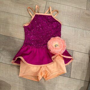 WEISSMAN PINK AND ORANGE SMALL CHILD DANCE COSTUME STYLE 12454